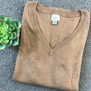 Camel V-Neck Sweater
